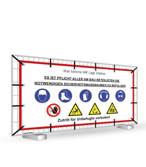 Warnhinweisbanner für Baustellen 330 cm x 170 cm PVC-Plane