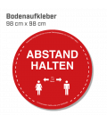 Abstand halten - Bodenaufkleber Durchmesser 98 cm INDOOR / OUTDOOR - Rot