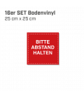 Bitte Abstand halten - 16er Set Bodenvinyl eckig 25x25 - Rot