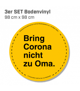 Bring Cororna nicht zu Oma - 3er Set Bodenvinyl kreisrund Durchmesser 98 cm - Gelb