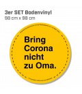 Bring Cororna nicht zu Oma - 3er Set Bodenvinyl kreisrund Durchmesser 98 cm - Gelb