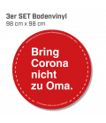Bring Corona nicht zu Oma - 3er Set Bodenvinyl kreisrund Durchmesser 98 cm - Rot