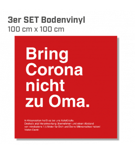 Bring Corona nicht zu Oma - 3er Set Bodenvinyl eckig 100x100 - Rot