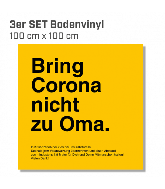 Bring Corona nicht zu Oma - 3er Set Bodenvinyl eckig 100x100 - Rot