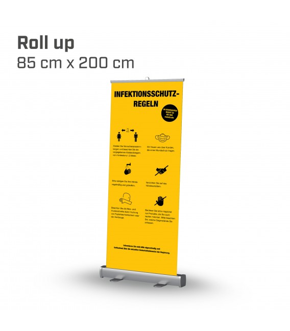 Infektionsschutzregeln Roll up 85x200 - Gelb