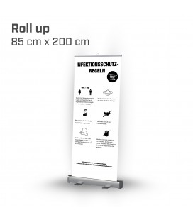 Infektionsschutzregeln Roll up 85x200 - Weiß